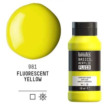 Liquitex Basics Fluid vopsea acrilică, 118 ml - 981, fluorescent yellow