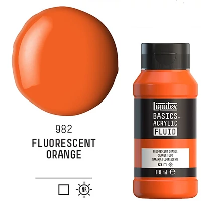 Liquitex Basics Fluid vopsea acrilică, 118 ml - 982, fluorescent orange