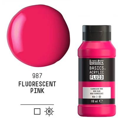 Liquitex Basics Fluid vopsea acrilică, 118 ml - 987, fluorescent pink