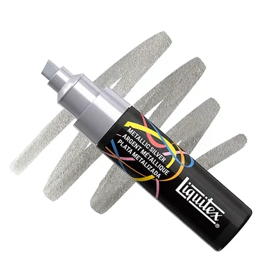 Liquitex Marker – marker decorativ acrilic, 8 mm, vârf reversibil – metallic silver