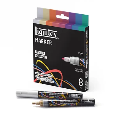 Liquitex Marker – marker decorativ acrilic, set de 8x2 mm - Metallic