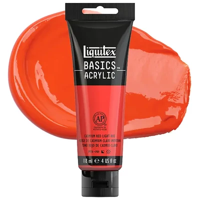 Liquitex Basics vopsea acrilică, 118 ml - 510, cadmium red light hue