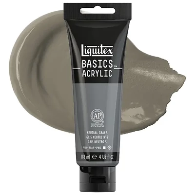 Liquitex Basics vopsea acrilică, 118 ml - 599, gray neutral value 5