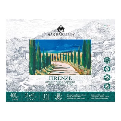 Bloc pentru pictură acrilică  Magnani Firenze, 100% bumbac, 400 g, 31x41 cm, 15 coli 