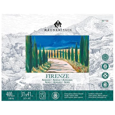 Bloc pentru pictură acrilică  Magnani Firenze, 100% bumbac, 400 g, 31x41 cm, 15 coli 