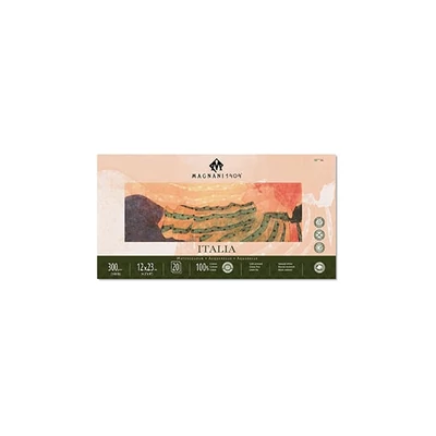 Bloc de acuarelă Magnani Italia, 100% bumbac, 300 g, 12x23 cm, 20 coli, semi-rugoasă