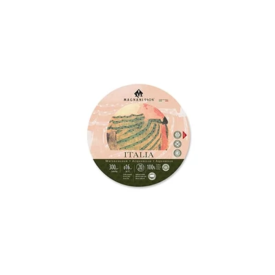 Bloc de acuarelă Magnani Italia, 100% bumbac, 300 g, rotund de 16 cm, 20 coli, semi-rugoasă