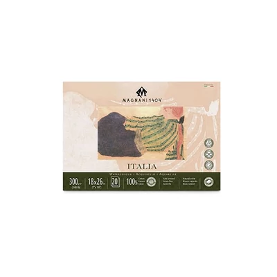 Bloc de acuarelă Magnani Italia, 100% bumbac, 300 g, 18x26 cm, 20 coli, semi-rugoasă