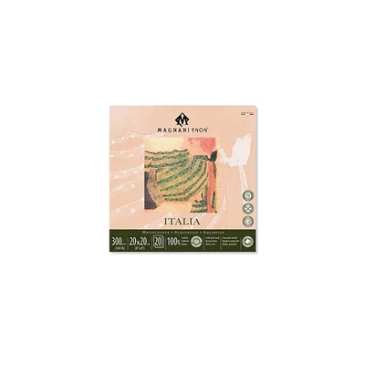 Bloc de acuarelă Magnani Italia, 100% bumbac, 300 g, 20x20 cm, 20 coli, semi-rugoasă