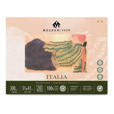 Bloc de acuarelă Magnani Italia, 100% bumbac, 300 g, 31x41 cm, 20 coli, semi-rugoasă
