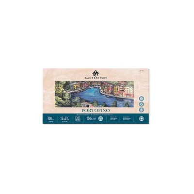 Bloc de acuarelă Magnani Portofino, 100% bumbac, 300 g, 12x23 cm, 20 coli, neted