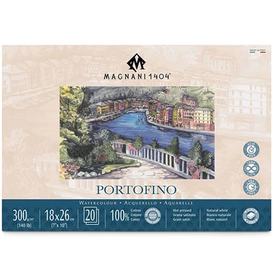 Bloc de acuarelă Magnani Portofino, 100% bumbac, 300 g, 18x26 cm, 20 coli, neted