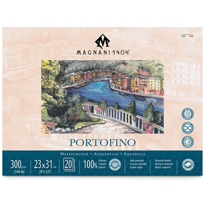 Bloc de acuarelă Magnani Portofino, 100% bumbac, 300 g, 23x31 cm, 20 coli, netedă