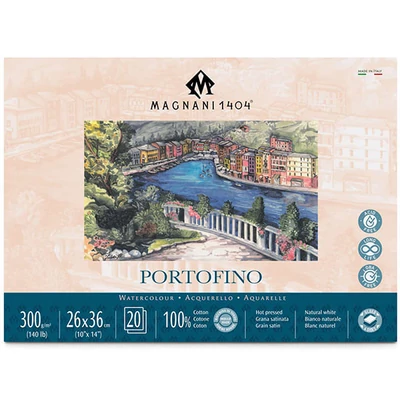 Bloc de acuarelă Magnani Portofino, 100% bumbac, 300 g, 26x36 cm, 20 coli, neted