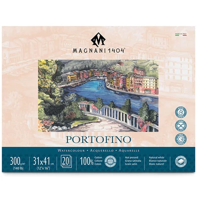 Bloc de acuarelă Magnani Portofino, 100% bumbac, 300 g, 31x41 cm, 20 coli, neted
