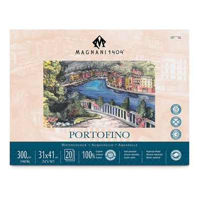 Bloc de acuarelă Magnani Portofino, 100% bumbac, 300 g, 31x41 cm, 20 coli, neted