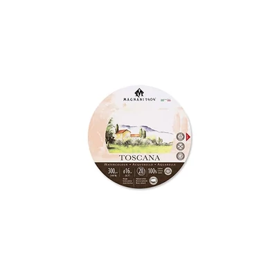 Bloc de acuarelă Magnani Toscana, 100% bumbac, 300 g, rotund 16 cm, 20 coli, rugoasă