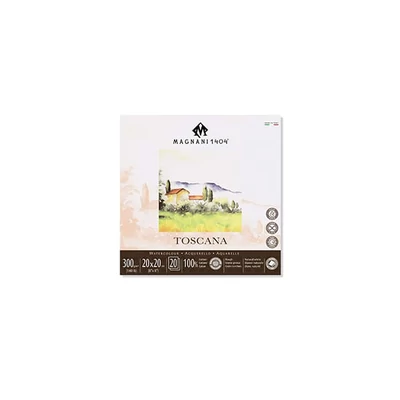 Bloc de acuarelă Magnani Toscana, 100% bumbac, 300 g, 20x20 cm, 20 coli, rugoasă