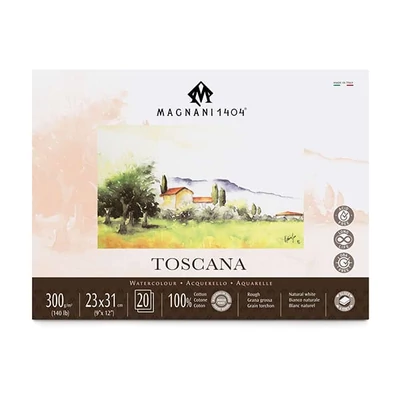 Bloc de acuarelă Magnani Toscana, 100% bumbac, 300 g, 23x31 cm, 20 coli, rugoasă