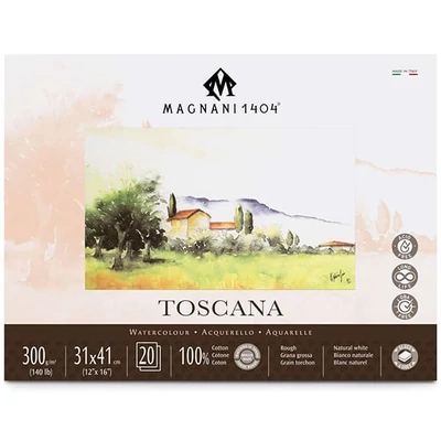 Bloc de acuarelă Magnani Toscana, 100% bumbac, 300 g, 31x41 cm, 20 coli, rugoasă