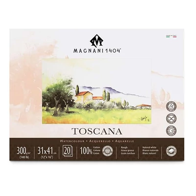 Bloc de acuarelă Magnani Toscana, 100% bumbac, 300 g, 31x41 cm, 20 coli, rugoasă