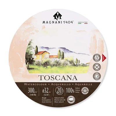 Bloc de acuarelă Magnani Toscana, 100% bumbac, 300 g, rotund 32 cm, 20 coli, rugoasă