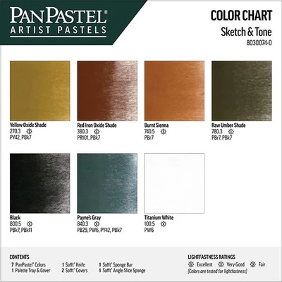 PanPastel set pastel uscat în recipiente 7 buc + accesorii - Sketch and Tone