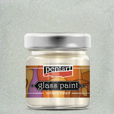 Vopsea pe sticlă cu solvent Pentart, 30 ml - 26518 alb perlat metalic
