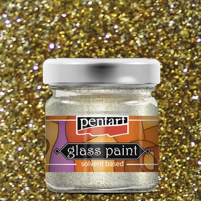 Vopsea de sticlă cu solvent Pentart, 30 ml - 26519 glitter gold
