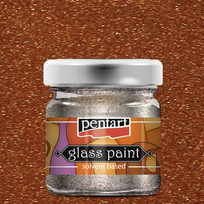 Vopsea de sticlă cu solvent Pentart, 30 ml - 26521 bronz sclipici