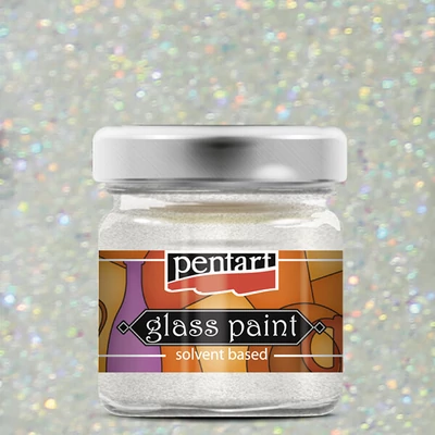 Vopsea de sticlă cu solvent Pentart, 30 ml - 26522 curcubeu sclipici