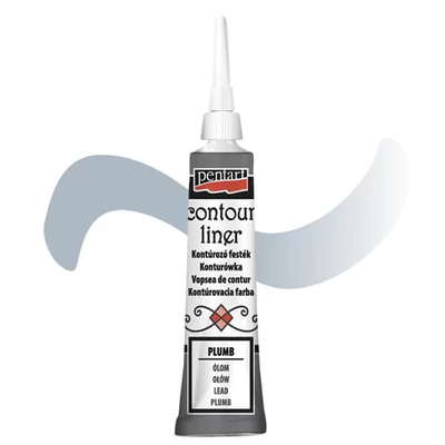 Vopsea de conturare Pentart, universala, 20 ml - plumb, metalizat