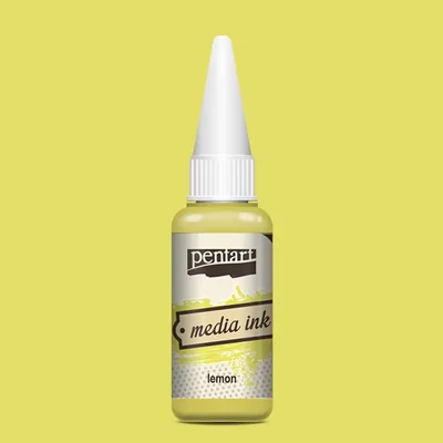 Cerneală pe bază de alcool Pentart, Media ink, cerneală lichidă, 20 ml - galben lămâie