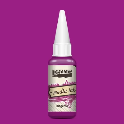 Cerneală pe bază de alcool Pentart, Media ink, cerneală lichidă, 20 ml - magenta