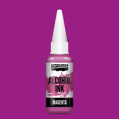 Cerneală pe bază de alcool Pentart, Media ink, cerneală lichidă, 20 ml - magenta