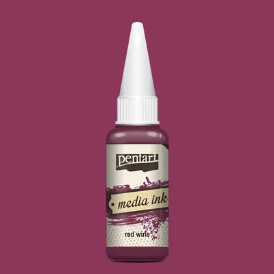 Cerneală pe bază de alcool Pentart, Media ink, cerneală lichidă, 20 ml - vin roșu