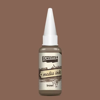 Cerneală pe bază de alcool Pentart, Media ink, cerneală lichidă, 20 ml - maro