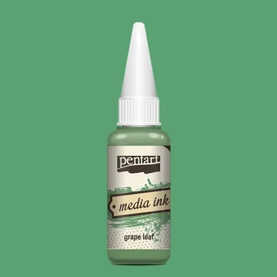 Cerneală pe bază de alcool Pentart, Media ink, cerneală lichidă, 20 ml - frunză de vie