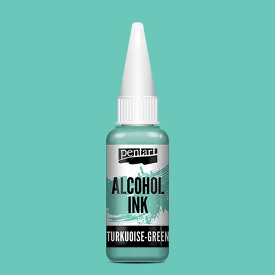 Cerneală pe bază de alcool Pentart, Media ink, cerneală lichidă, 20 ml - verde turcoaz