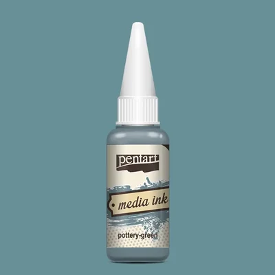 Cerneală pe bază de alcool Pentart, Media ink, cerneală lichidă, 20 ml - verde ceramică