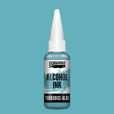 Cerneală pe bază de alcool Pentart, Media ink, cerneală lichidă, 20 ml - albastru turcoaz