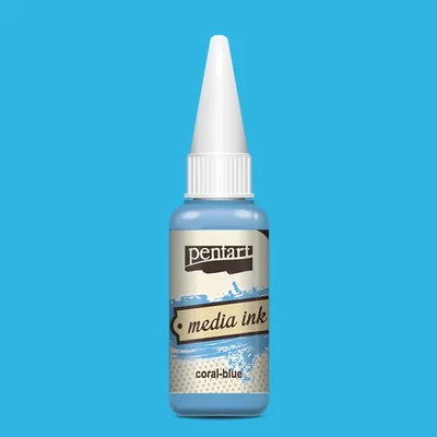 Cerneală pe bază de alcool Pentart, Media ink, cerneală lichidă, 20 ml - albastru coral