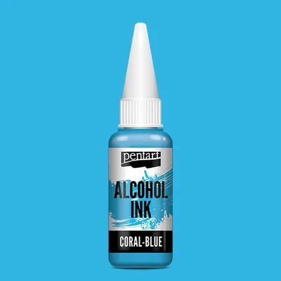 Cerneală pe bază de alcool Pentart, Media ink, cerneală lichidă, 20 ml - albastru coral