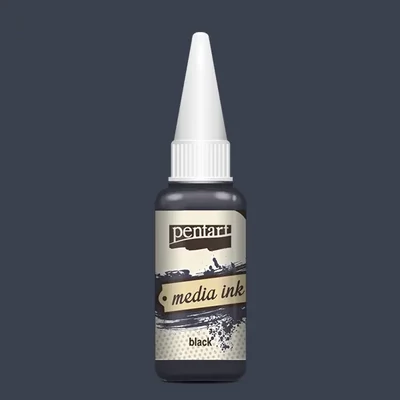 Cerneală pe bază de alcool Pentart, Media ink, cerneală lichidă, 20 ml - negru