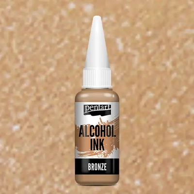Cerneală pe bază de alcool Pentart, Media ink, cerneală lichidă, 20 ml - bronz metalic
