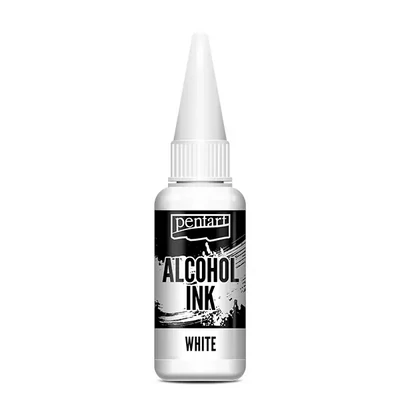 Cerneală pe bază de alcool Pentart, Media ink, cerneală lichidă , 20 ml - alb