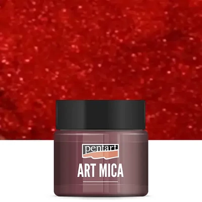 Pentart Art Mica pudră pigmentată strălucitoare, 9 g - roșu intens