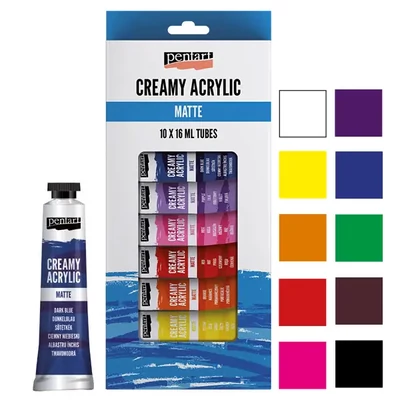 Set de vopsele acrilice cremoase Pentart, mat - 10x16 ml