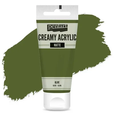Vopsea cremoasă acrilică Pentart, mată , 60 ml - măslin