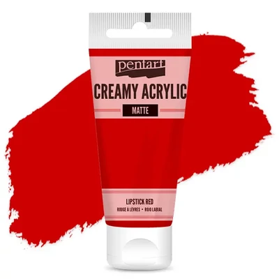 Vopsea cremoasă acrilică Pentart, mată , 60 ml - ruj roșu
